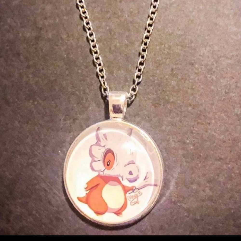 Cubone Pokémon Silver Pendant Necklace